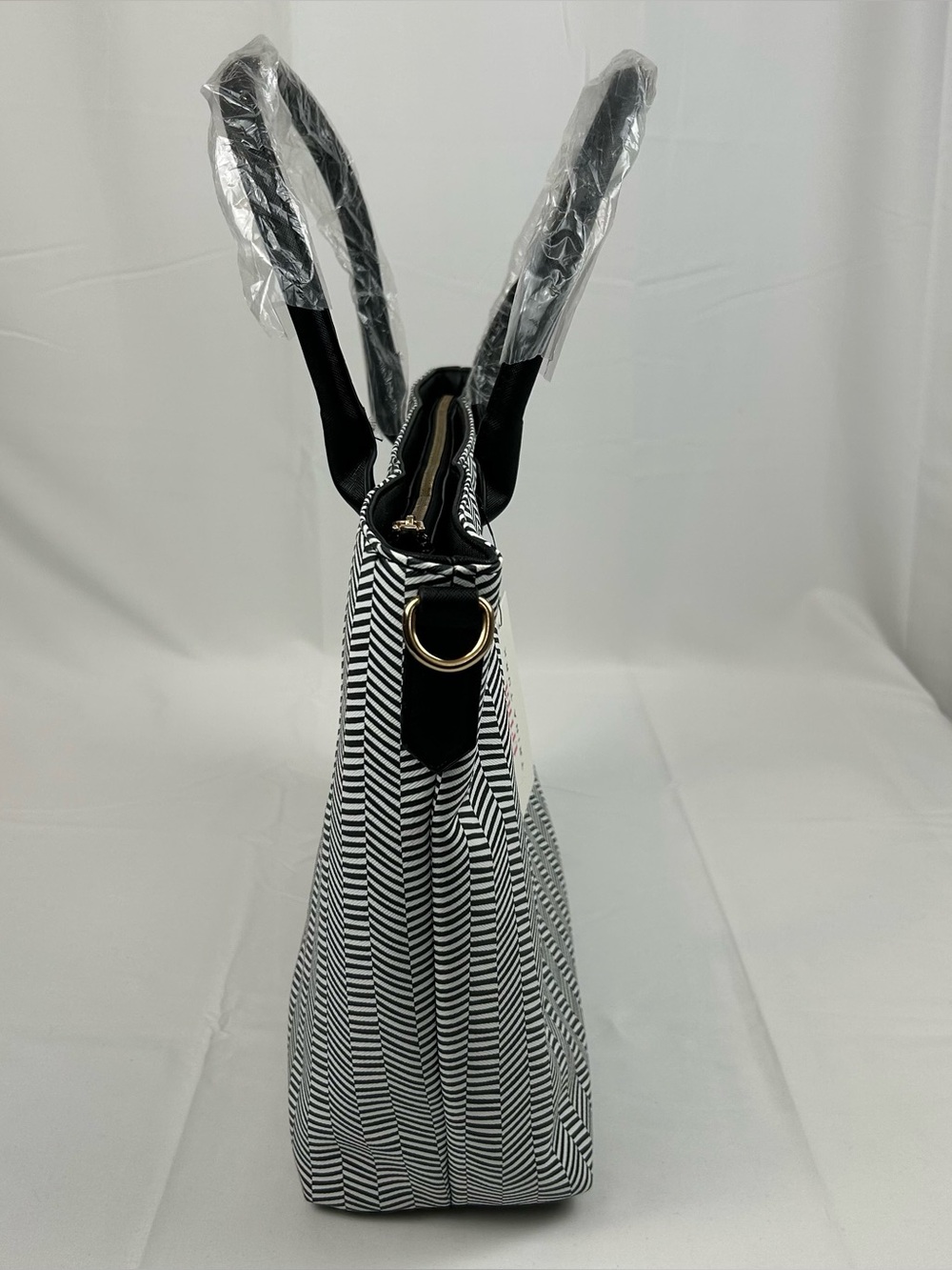 *NEW* Trina Turk Double Handle Tote Satchel Herringbone Pattern Vegan Leather - Picture 7 of 14